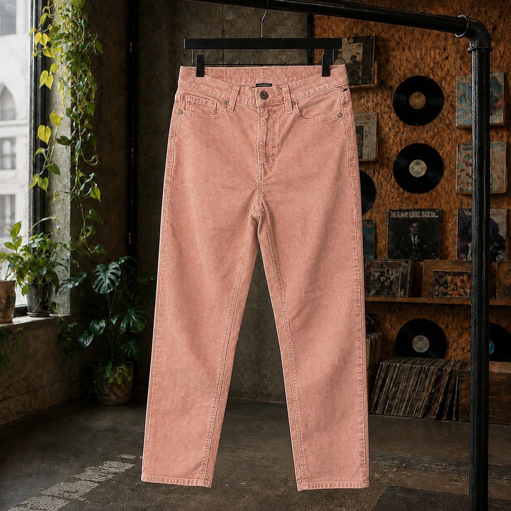 American Eagle Dusty Rose Corduroy Pants High Waisted Super Stretch sz 0 Regular